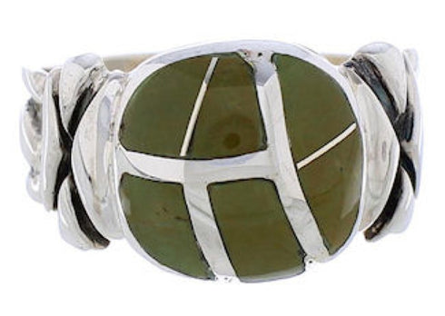 Silver Turquoise Inlay Southwest Ring Size 5-1/4 TX40001